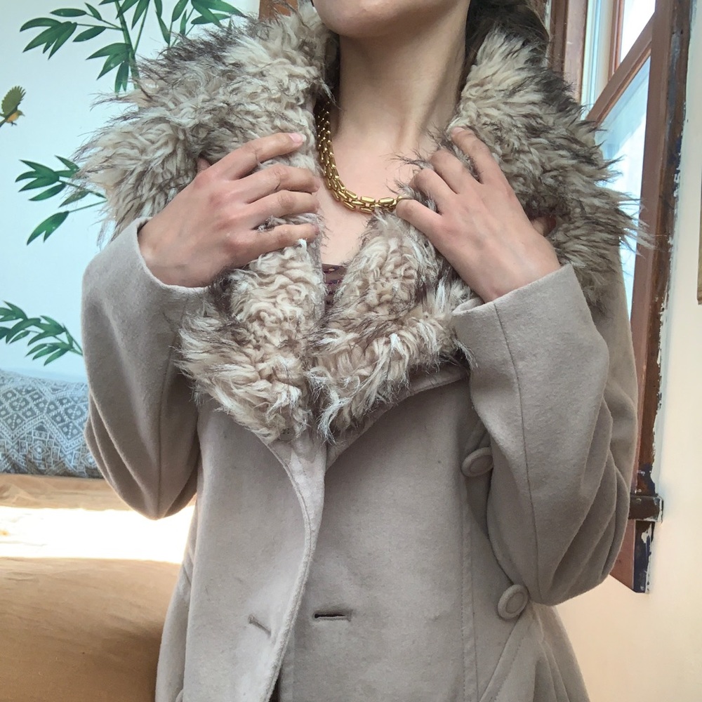 Glamorous fitted wool coat fur collar - Picture 4 of 7